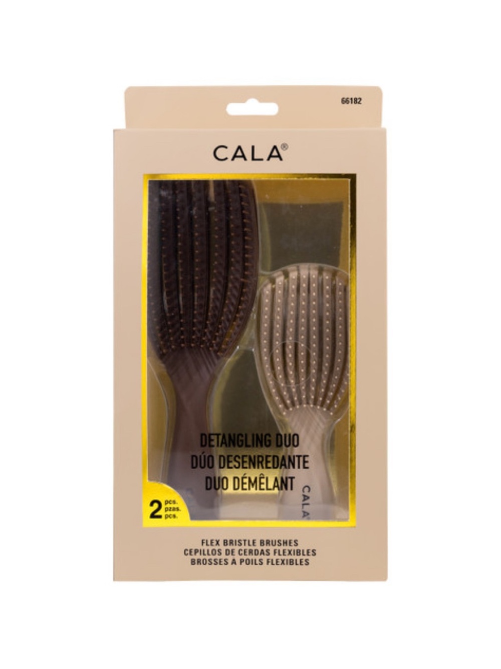 CALA Detangling Flexible Vent Brush Duo in Brown and Beige NIB - Picture 2 of 2